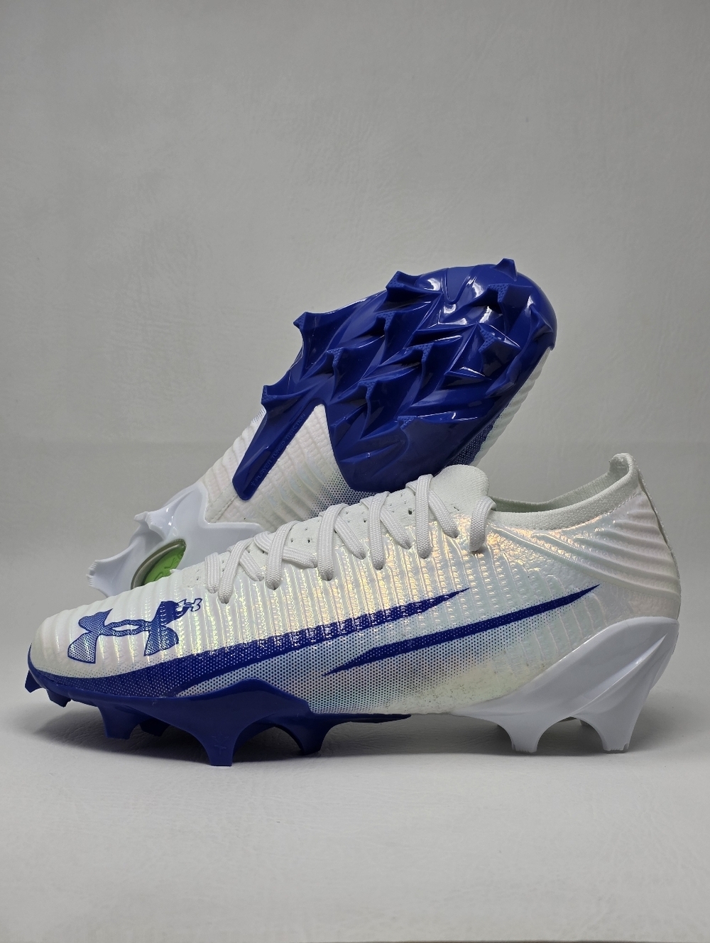 Under Armour Blur Pro Football Cleats Mens Size 9.5 White Team Royal 3028220 New